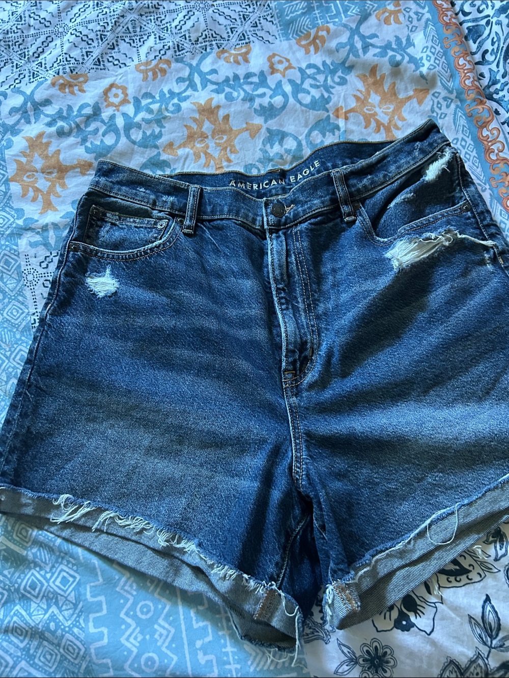 American Eagle Outfitters Indigo Distressed Denim Cutoff Shorts